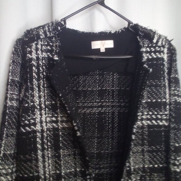 Vanessa Williams Blazer Jacket L Women Fringe Trim Metal Ring Accent Open Front - Picture 14 of 16